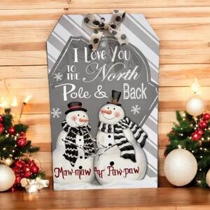 Adorable Custom Made Snowman Christmas Sign - Like New Condition - Size 19 x12
